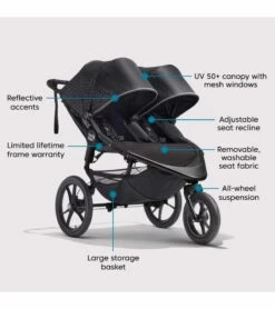 Baby Jogger Summit X3 Double Jogging Stroller - Midnight Black -Babyzen || Baby Jogger Shop baby jogger summit x3 double jogging stroller midnight black 11