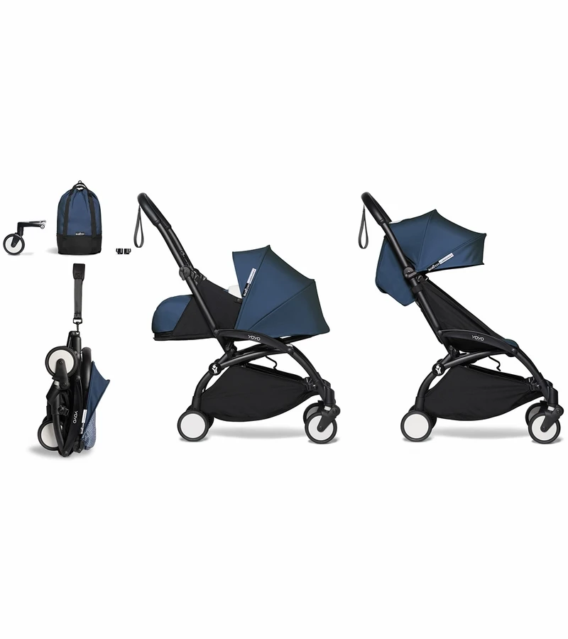 Babyzen YOYO2 Ultra Compact Complete 0+/6+ Stroller & Rolling Bag Bundle - Black/Air France Blue 3 Babyzen YOYO2 Ultra Compact Complete 0+/6+ Stroller & Rolling Bag Bundle - Black/Air France Blue