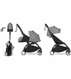 Babyzen YOYO2 Ultra Compact Complete 0+/6+ Stroller & Rolling Bag Bundle - Black/Grey