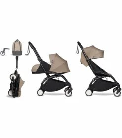 Babyzen YOYO2 Ultra Compact Complete 0+/6+ Stroller & Rolling Bag Bundle - Black/Taupe