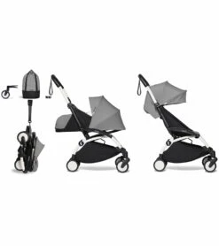 Babyzen YOYO2 Ultra Compact Complete 0+/6+ Stroller & Rolling Bag Bundle - White/Grey