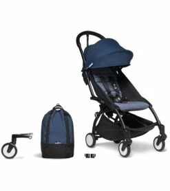 Babyzen YOYO2 Ultra Compact Complete 6+ Stroller & Rolling Bag Bundle - Black/Air France Blue