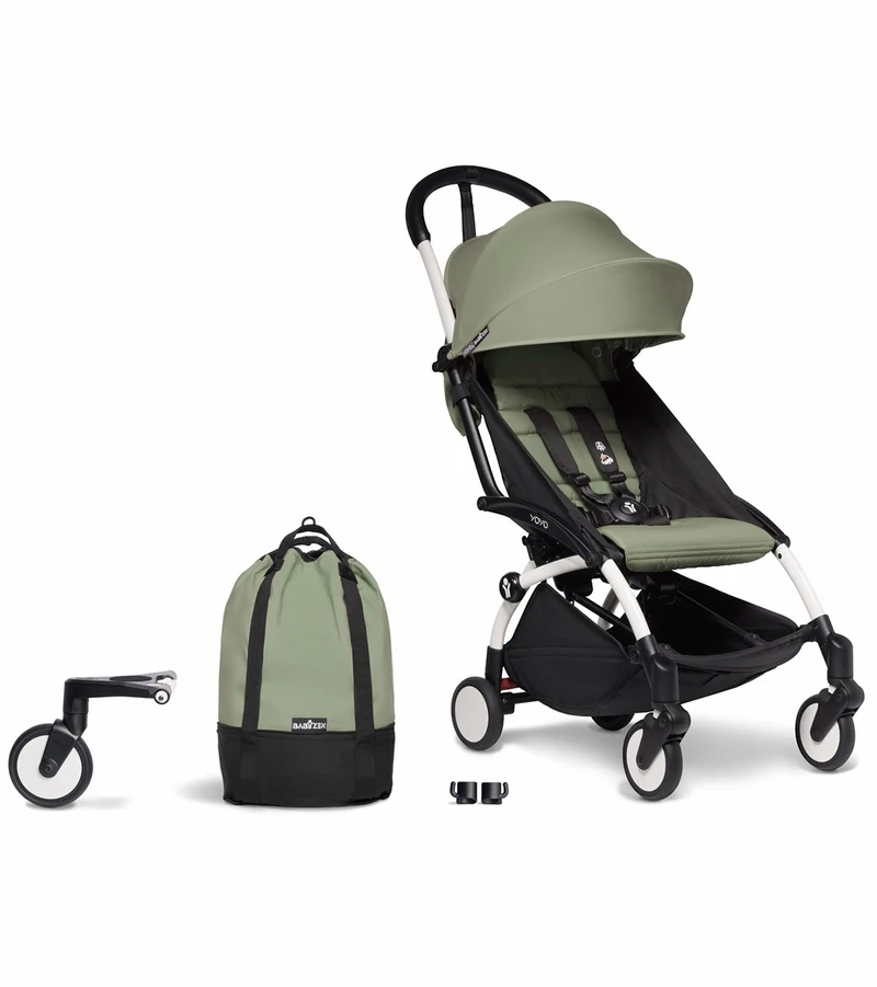 Babyzen YOYO2 Ultra Compact Complete 6+ Stroller & Rolling Bag Bundle - White / Olive 3 Babyzen YOYO2 Ultra Compact Complete 6+ Stroller & Rolling Bag Bundle - White / Olive