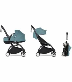 Babyzen YOYO2 Ultra Compact Complete 6+ Stroller With Bassinet - Black/Aqua