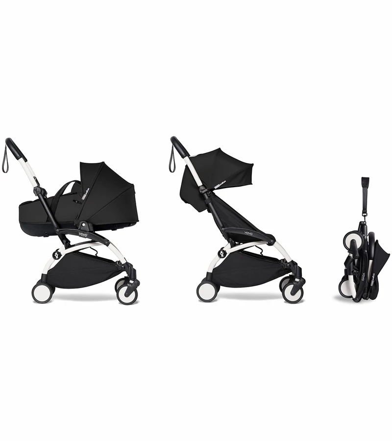 Babyzen YOYO2 Ultra Compact Complete 6+ Stroller With Bassinet Bundle - White/Black 3 Babyzen YOYO2 Ultra Compact Complete 6+ Stroller With Bassinet Bundle - White/Black