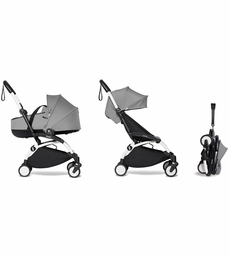 Babyzen YOYO2 Ultra Compact Complete 6+ Stroller With Bassinet Bundle - White/Grey 3 Babyzen YOYO2 Ultra Compact Complete 6+ Stroller With Bassinet Bundle - White/Grey