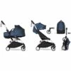 Babyzen YOYO2 Ultra Compact Complete 6+ Stroller With Bassinet & Rolling Bag Bundle - White/Air France Blue