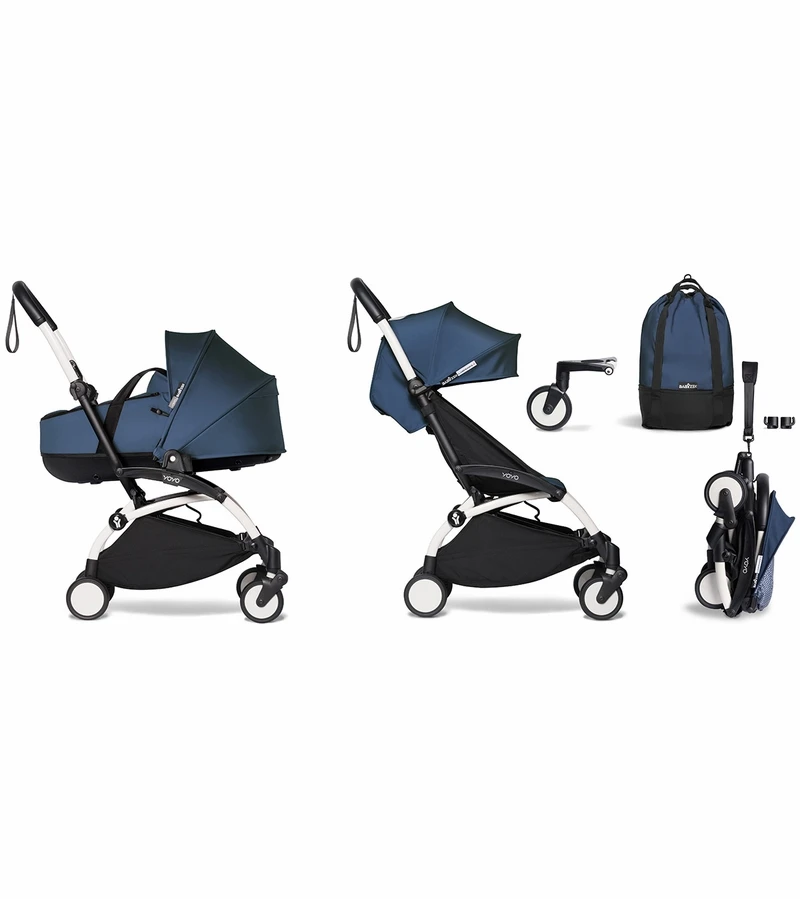 Babyzen YOYO2 Ultra Compact Complete 6+ Stroller With Bassinet & Rolling Bag Bundle - White/Air France Blue 3 Babyzen YOYO2 Ultra Compact Complete 6+ Stroller With Bassinet & Rolling Bag Bundle - White/Air France Blue