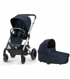 Cybex Balios S Lux 2 Stroller + Cot S Lux 2 Bundle - Silver Frame / Ocean Blue