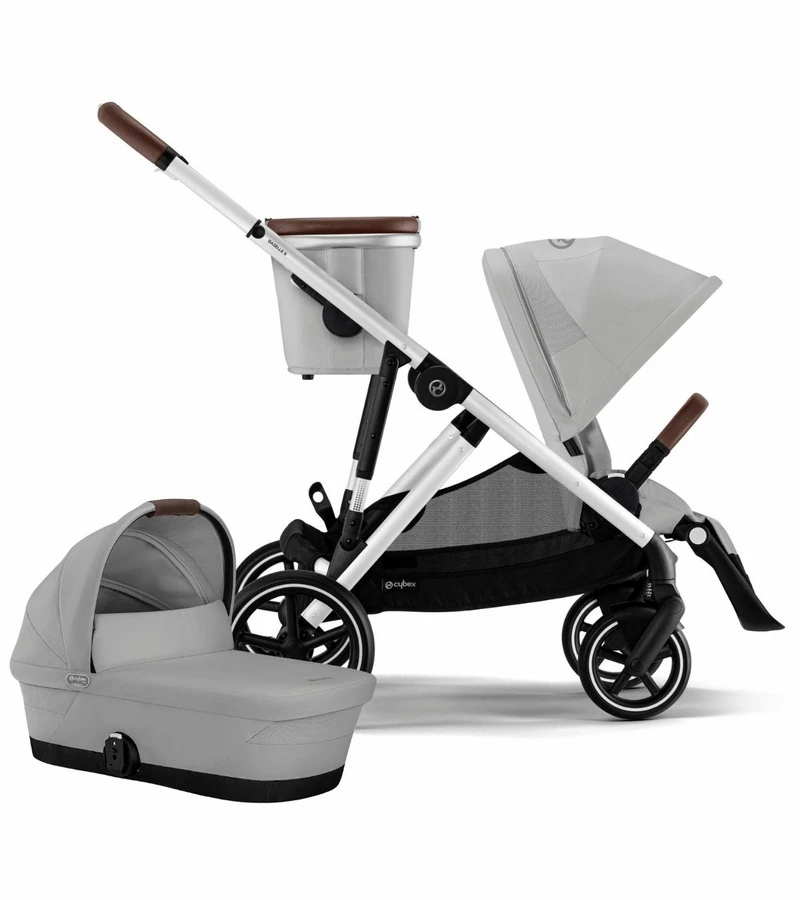 Cybex Gazelle S 2 Stroller + Cot Bundle - Silver Frame / Lava Grey 3 Cybex Gazelle S 2 Stroller + Cot Bundle - Silver Frame / Lava Grey