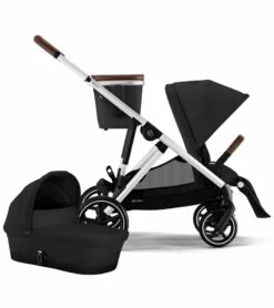 Cybex Gazelle S 2 Stroller + Cot Bundle - Silver Frame / Moon Black