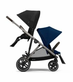 Cybex Gazelle S Double Stroller Bundle - Navy Blue / Moon Black (Taupe Frame)