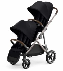 Cybex Gazelle S Double Stroller - Deep Black (Taupe Frame)