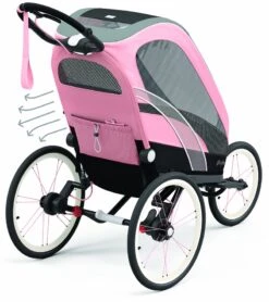 Cybex Zeno Multisport Trailer Bundle - Black/Pink Frame + All Black Seat Pack -Babyzen || Baby Jogger Shop cybex zeno multisport trailer bundle black pink frame all black seat pack 184
