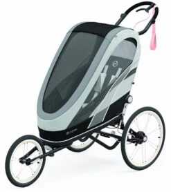 Cybex Zeno Multisport Trailer Bundle - Black/Pink Frame + Medal Grey Seat Pack