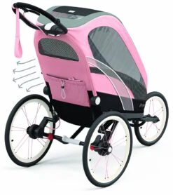 Cybex Zeno Multisport Trailer Bundle - Black/Pink Frame + Medal Grey Seat Pack -Babyzen || Baby Jogger Shop cybex zeno multisport trailer bundle black pink frame medal grey seat pack 190
