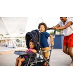 Joovy Caboose Too Sit And Stand Tandem Double Stroller - Graphite / Black -Babyzen || Baby Jogger Shop joovy caboose too sit and stand tandem double stroller graphite black 154