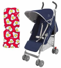 Maclaren 2016/2017 Quest Stroller - Medieval Blue/Silver (+ Seat Liner In Fried Eggs)