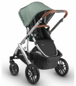 UPPAbaby 2018 / 2019 Vista Stroller - Emmett (Green Melange/Silver/Saddle Leather) -Babyzen || Baby Jogger Shop uppababy 2018 2019 vista stroller emmett green melange silver saddle leather 48