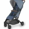 UPPAbaby MINU V2 Compact Stroller - Charlotte (Coastal Blue Melange / Carbon / Saddle Leather)