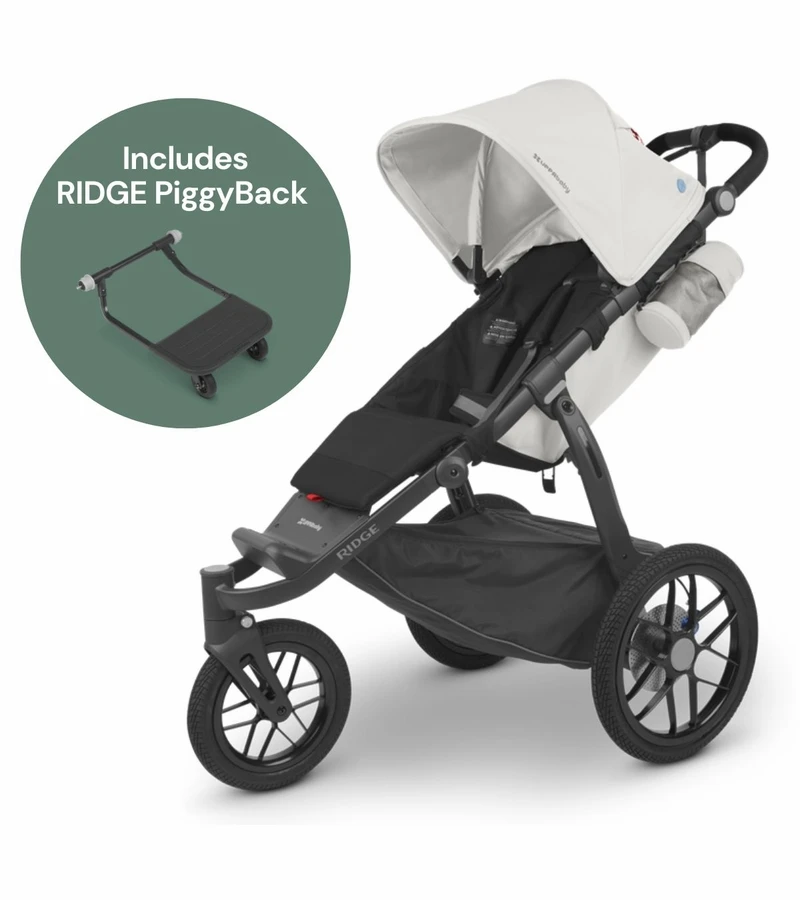 UPPAbaby Ridge Jogging Stroller + PiggyBack Ride-Along Bundle - Bryce (White / Carbon) 3 UPPAbaby Ridge Jogging Stroller + PiggyBack Ride-Along Bundle - Bryce (White / Carbon)