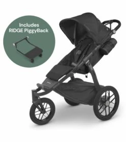 UPPAbaby Ridge Jogging Stroller + PiggyBack Ride-Along Bundle - Jake (Charcoal / Carbon)