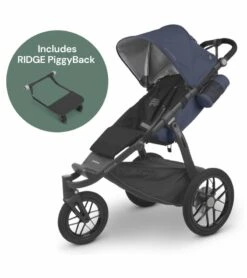 UPPAbaby Ridge Jogging Stroller + PiggyBack Ride-Along Bundle - Reggie (Slate Blue / Carbon)