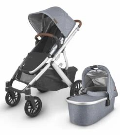 UPPAbaby Vista V2 Single-to-Double Stroller - Gregory (Blue Melange/Silver/Saddle Leather)
