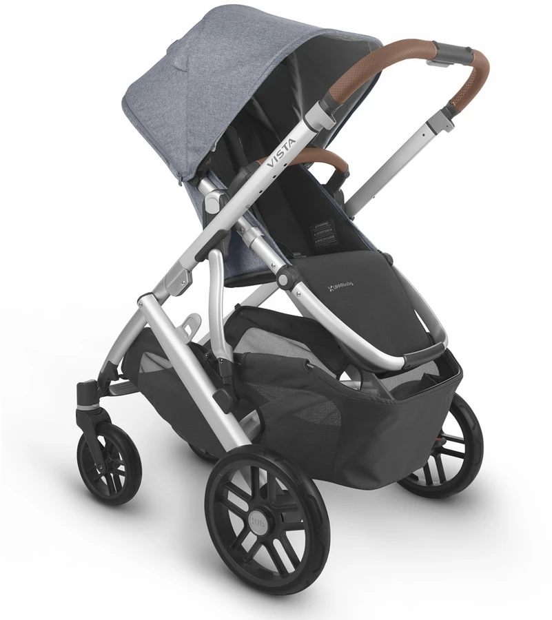 UPPAbaby Vista V2 Single-to-Double Stroller - Gregory (Blue Melange/Silver/Saddle Leather) 5 UPPAbaby Vista V2 Single-to-Double Stroller - Gregory (Blue Melange/Silver/Saddle Leather) - Image 3