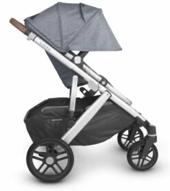 UPPAbaby Vista V2 Single-to-Double Stroller - Gregory (Blue Melange/Silver/Saddle Leather) 12 UPPAbaby Vista V2 Single-to-Double Stroller - Gregory (Blue Melange/Silver/Saddle Leather) -Babyzen || Baby Jogger Shop uppababy vista v2 single to double stroller gregory blue melange silver saddle leather 34