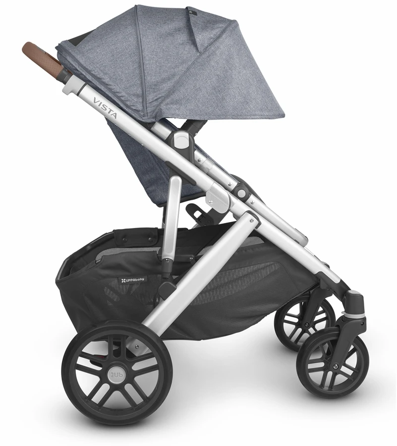 UPPAbaby Vista V2 Single-to-Double Stroller - Gregory (Blue Melange/Silver/Saddle Leather) 6 UPPAbaby Vista V2 Single-to-Double Stroller - Gregory (Blue Melange/Silver/Saddle Leather) - Image 4