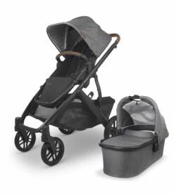 UPPAbaby Vista V2 Single-to-Double Stroller - Greyson (Charcoal Melange/Carbon/Saddle Leather)