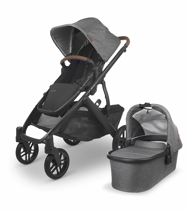UPPAbaby Vista V2 Single-to-Double Stroller - Greyson (Charcoal Melange/Carbon/Saddle Leather) 3 UPPAbaby Vista V2 Single-to-Double Stroller - Greyson (Charcoal Melange/Carbon/Saddle Leather)
