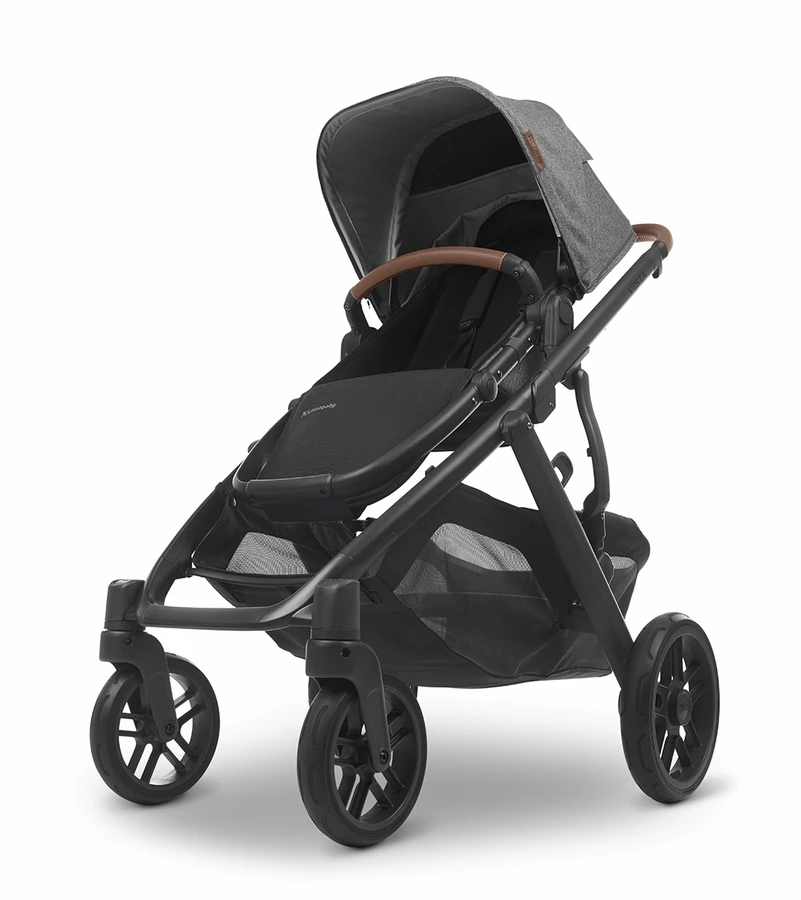 UPPAbaby Vista V2 Single-to-Double Stroller - Greyson (Charcoal Melange/Carbon/Saddle Leather) 4 UPPAbaby Vista V2 Single-to-Double Stroller - Greyson (Charcoal Melange/Carbon/Saddle Leather) - Image 2